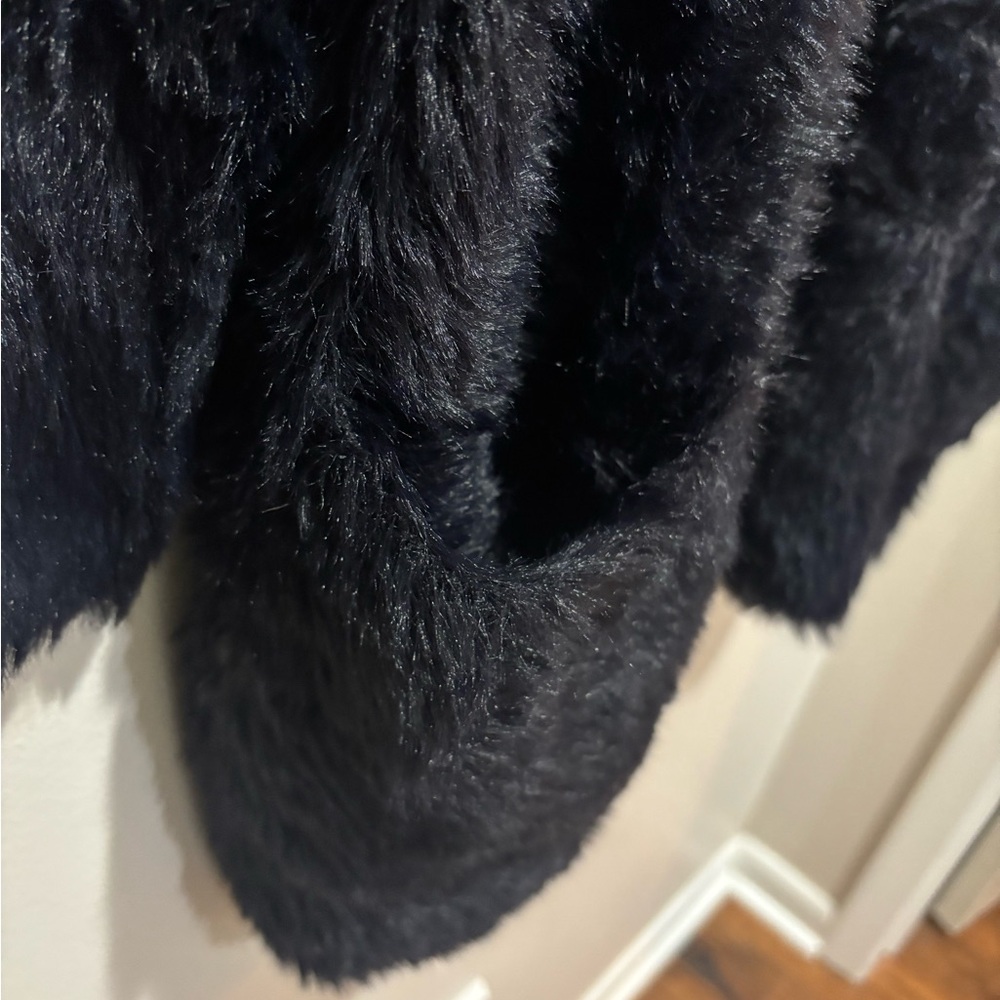 Free People Faux Fur Cardigan Sweater in Black, Women’s Size Large - Picture 7 of 10